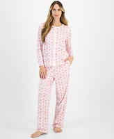 Charter Club Women's Cotton Printed Button-Front Pajama Set, Exclusively at Macy's