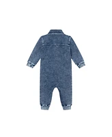 Andy & Evan Baby Boys Blue Knit Faux Denim Shirt Romper