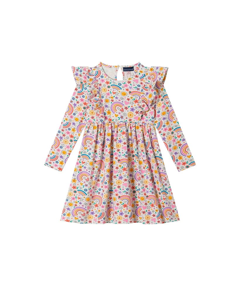 Andy & Evan Little Girls Toddler/Child Oatmeal Heather Printed Jersey Dress