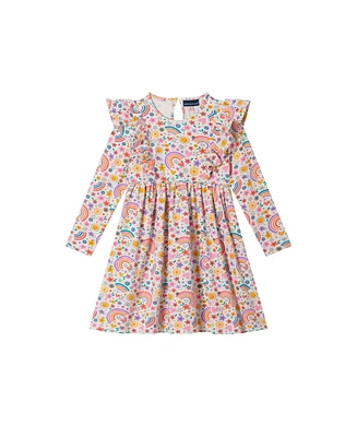 Andy & Evan Little Girls Toddler/Child Oatmeal Heather Printed Jersey Dress