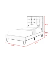 Inspired Home Telford Velvet Platform Bed Frame and Headboard Set Twin