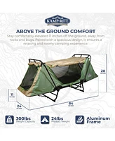 Kamp-Rite Original Quick Setup 1 Person Cot, Lounge Chair, and Tent, Green & Tan