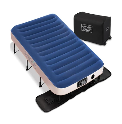 SereneLife Premium Raised Airbed With Steel Frame and Built-In Pump (Twin)