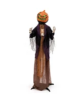 5.6 Ft Halloween Animated Standing Pumpkin Scarecrow