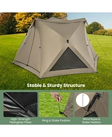 Costway Pop-up Camping Tent for 4/5/6 People with Rainfly Skylight 3 Doors 3 Windows