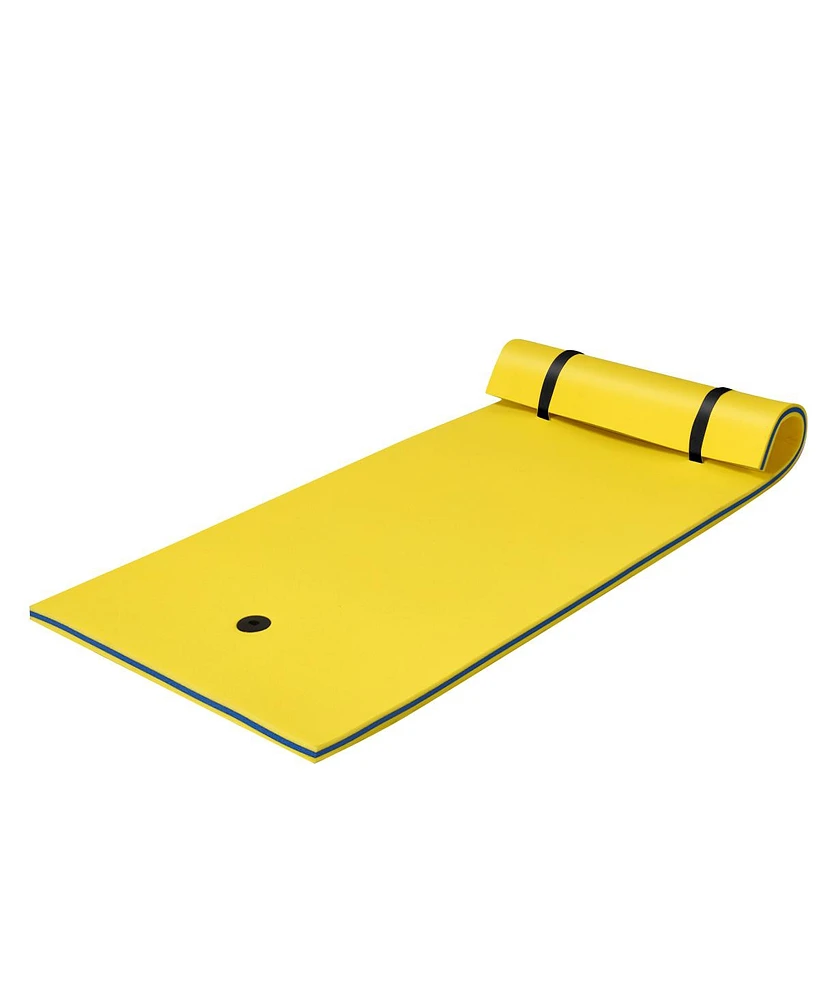 Costway 3-Layer Tear-proof Water Mat Floating Pad Island Sports Relaxing Yellow