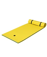 Costway 3-Layer Tear-proof Water Mat Floating Pad Island Sports Relaxing Yellow