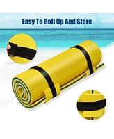 Costway 3-Layer Tear-proof Water Mat Floating Pad Island Sports Relaxing Yellow