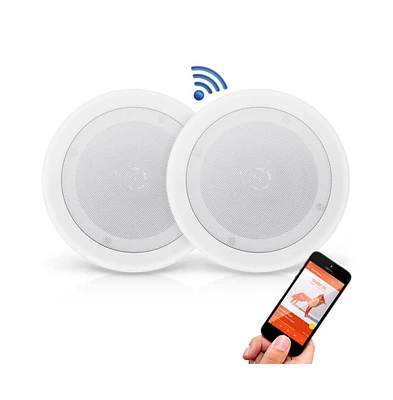 Pyle 8.0'' Bluetooth Ceiling/Wall Speakers, 2-Way Flush Mount, 250 Watt, Home Speaker Pair