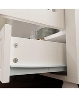 Famapy White Storage Cabinet Bookcase with Tempered Glass Doors,-Drawer