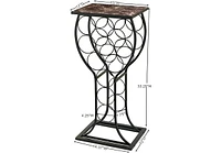 Kings Brand Furniture Freestanding Floor Wine Rack Stand, Mini Bar Table Storage & Display Holder, That Holds 11 Bottles, Marble Finish Top (Bru