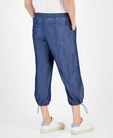 Style & Co Women's Chambray Bungee Cropped Pull-On Pants, Exclusively at Macy's