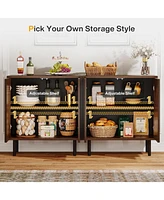 Tribesigns Set of 2 Sideboard Buffet Cabinet with Storage, 59" Buffet Cabinet Sideboard Cabinet with Doors & Adjustable Shelves, Freestanding Accent S