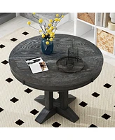 Slickblue Farmhouse Extendable Round Dining Table for Kitchen and Dining Room Spaces