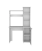 Muncy Computer Desk with Ample Work Surface, Hutch Storage and Single Door Cabinet with 3-Tier Shelves