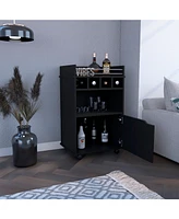 Sims Coffee & Bar Cart 35" H , 4 wheels, Division for bottles, Central Shelf, Drawer with Openwork Door Handle
