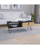 Depot E-Shop Mosby Coffee Table with Modern Hairpin Legs Design and Drawer