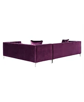 Inspired Home Olivia Velvet Button Tufted Right Facing Corner Sectional Sofa