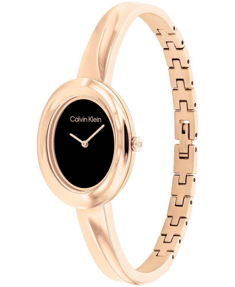 Calvin Klein Women Twisted Bezel Rose Gold-Tone Stainless Steel Bracelet Watch 24mm