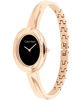 Calvin Klein Women Twisted Bezel Rose Gold-Tone Stainless Steel Bracelet Watch 24mm