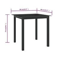 vidaXL Patio Table Black 31.5"x31.5"x29.1" Aluminum and Glass