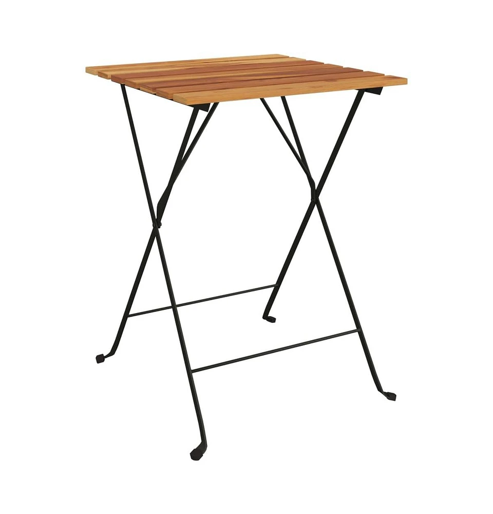 vidaXL Folding Bistro Table 21.7"x21.3"x28" Solid Wood Teak and Steel