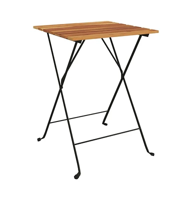 vidaXL Folding Bistro Table 21.7"x21.3"x28" Solid Wood Teak and Steel