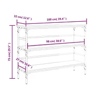 vidaXL Console Table Smoked Oak 39.4"x12.6"x29.5" Engineered Wood