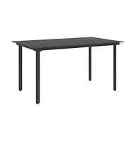 vidaXL Patio Dining Table Black 59.1"x31.5"x29.1" Steel and Glass