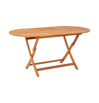 vidaXL Folding Patio Table 63"x33.5"x29.5" Solid Eucalyptus Wood