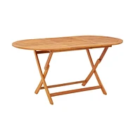 vidaXL Folding Patio Table 63"x33.5"x29.5" Solid Eucalyptus Wood