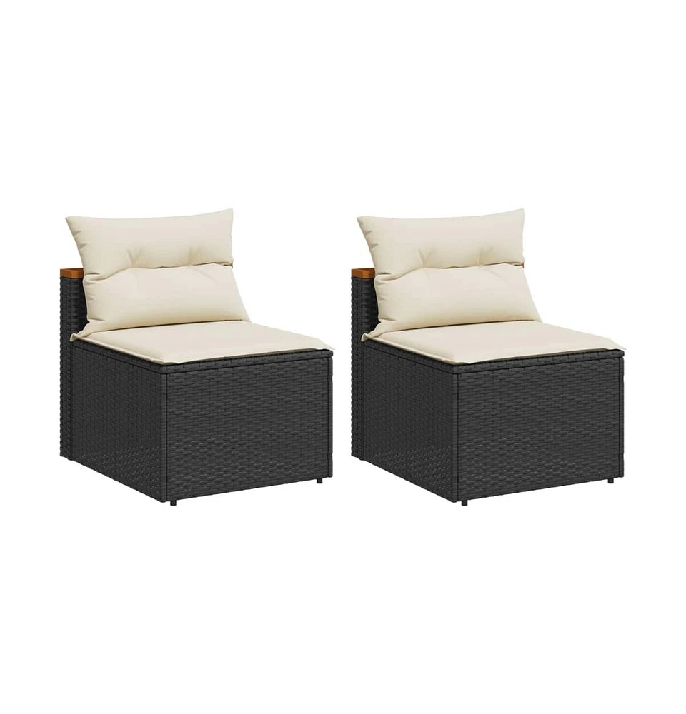 vidaXL Patio Sofas Armless with Cushions 2 pcs Poly Rattan