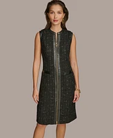 Donna Karan New York Women's Faux Leather-Trim Sheath Dress