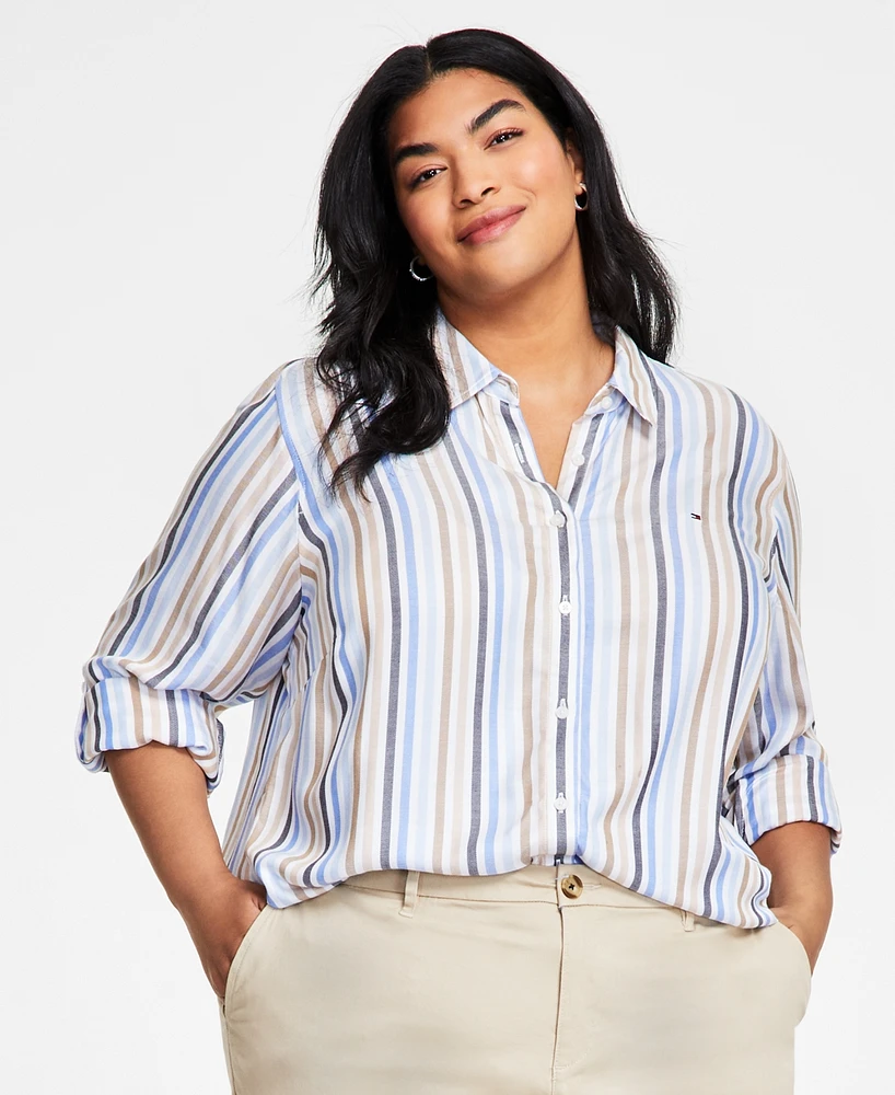 Tommy Hilfiger Plus Striped Roll-Tab Shirt