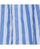 Cupshe Women's Blue Striped Puff Sleeve Front Button Maxi Beach Dress