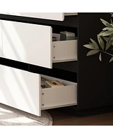 Homsee Black and White Wooden Accent Storage Cabinet with 9-Drawers