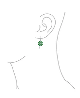 Bling Jewelry Green Enamel Shamrock Lucky Four Leaf Clover Irish Celtic Dangling Earrings For Women .925 Sterling Silver Fish Wire