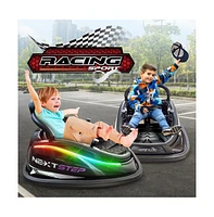 SereneLife 360° Spinning Kids Bumper Car with Remote Control, Led Lights, and 2 Driving Modes (Pink)