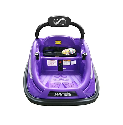 SereneLife 360° Spinning Kids Bumper Car with Remote Control, Led Lights, and 2 Driving Modes (Pink)