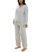 Roudelain Women's Long-Sleeve Ribbed Velour Pajama Set