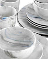 Elama Porcelain Marble 16 Pc. Dinnerware Set, Service for 4