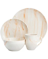 Elama Porcelain Marble 16 Pc. Dinnerware Set, Service for 4