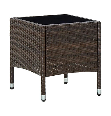 vidaXL Patio Table 15.7"x15.7"x17.7" Poly Rattan