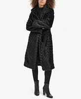 Kenneth Cole Women's Long Belted Faux Fur Coat