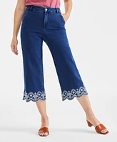 Style & Co Women's High-Rise Embroidered-Cuff Crop Jeans, Exclusively at Macy's