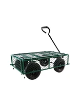 Slickblue Solid Wheels Garden Wagon Cart – Ideal for Transporting Firewood and Tools