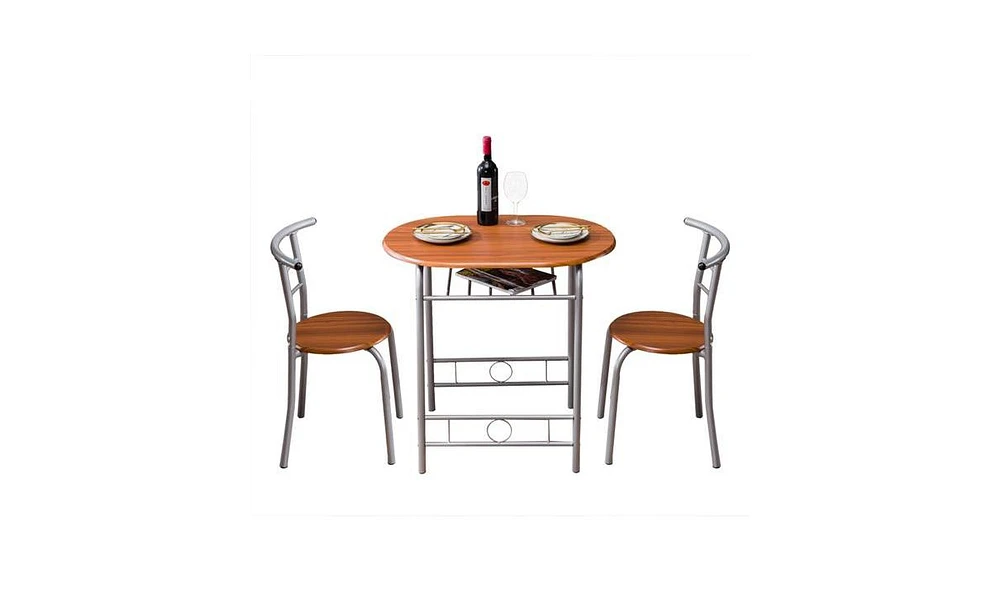 Slickblue Brown Wood Grain Pvc Breakfast Table Stylish and Durable Dining Solution for Small Spacesc