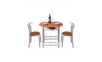 Slickblue Brown Wood Grain Pvc Breakfast Table Stylish and Durable Dining Solution for Small Spacesc