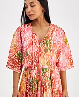 I.n.c. International Concepts Petite Floral-Print Pleated Maxi Dress, Created for Macy's