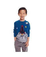 Andy & Evan Little Boys Toddler/Child Teal Space Ship Sweater